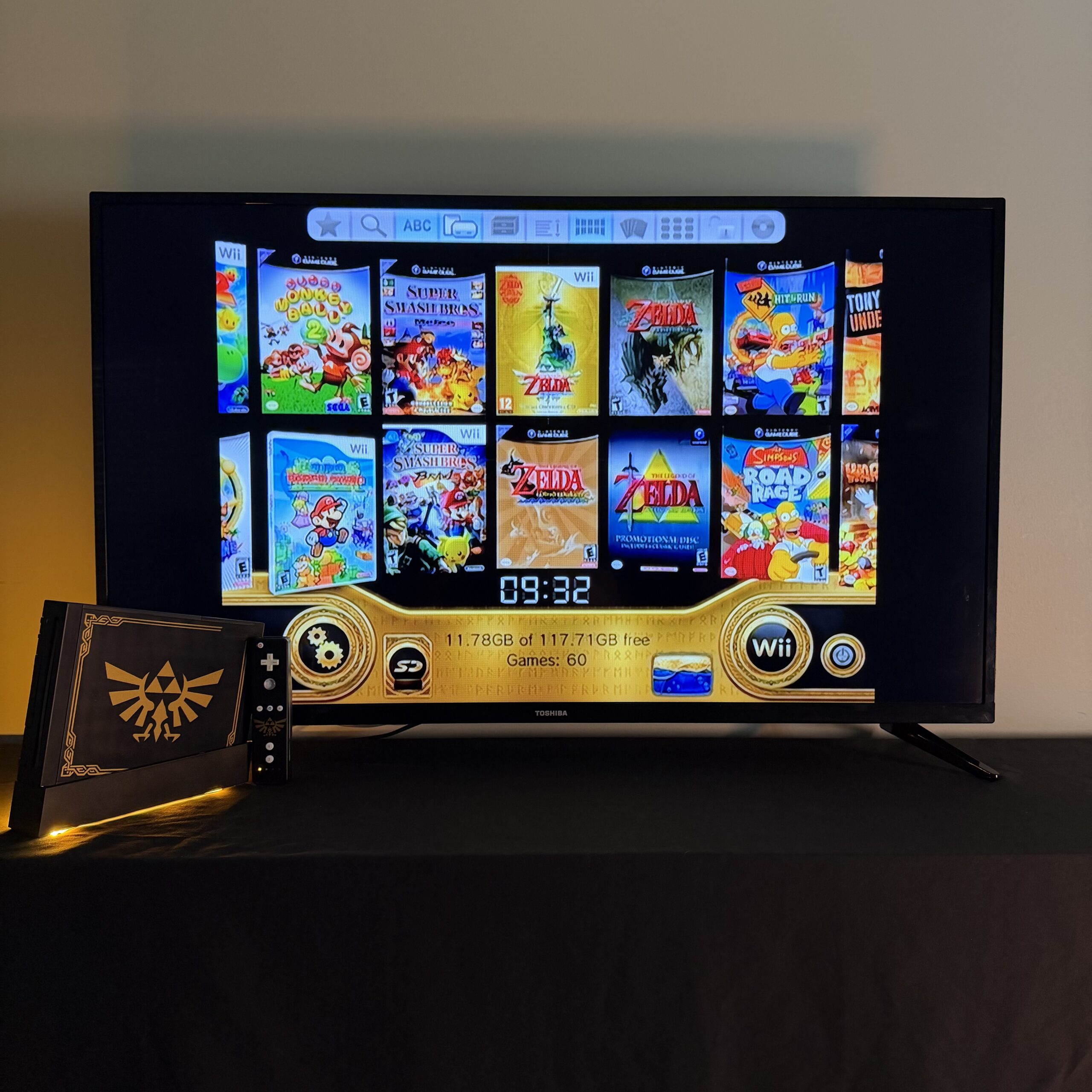 custom zelda nintendo wii console bundle 128gb sd, custom ui themes, gold led custom zelda nintendo wii console bundle 128gb sd, custom ui themes, gold led
